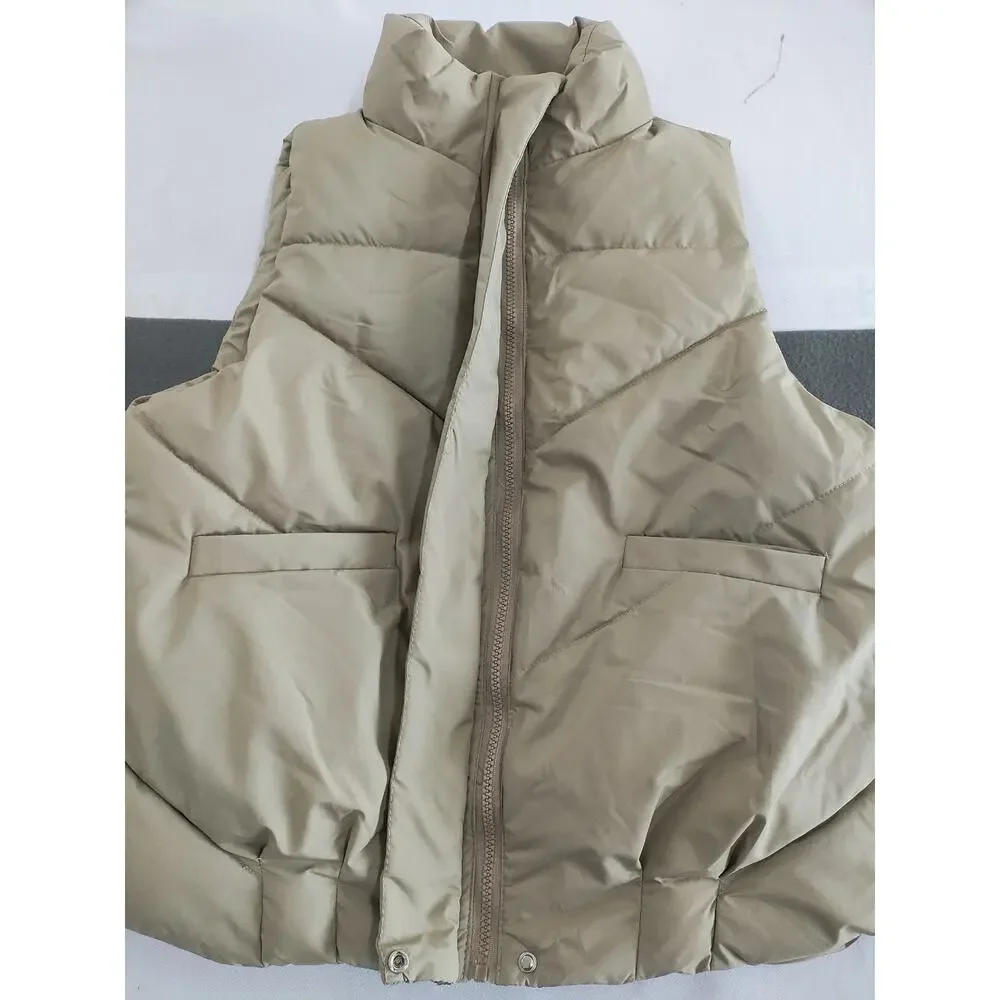 Lululemon Wunder Puff Super Cropped Vest Women's Size M Beige Goose Down Fill